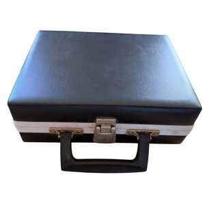 VTG BMI Cassette Tape Carrying Case Black Faux Leather 24 Slot Holder 70s 80s